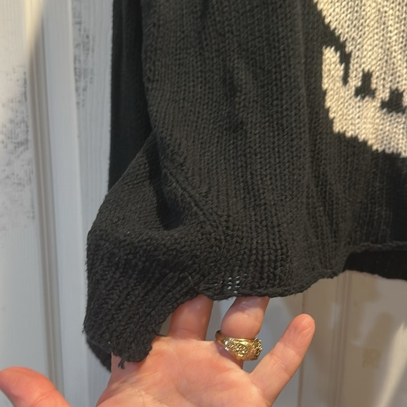 Vintage Havana Oversized Loose Knit Off Shoulder Skull Sweater M Skeleton - Picture 6 of 6